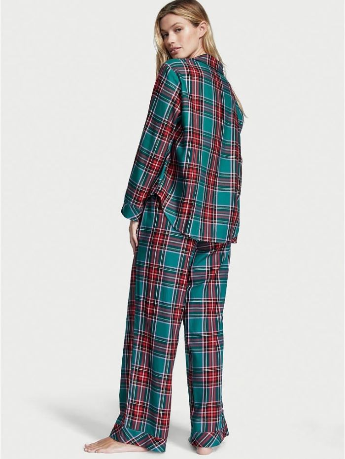 ПІЖАМА VICTORIA'S SECRET FLANNEL LONG PJ SET, EVERGREEN PLAID