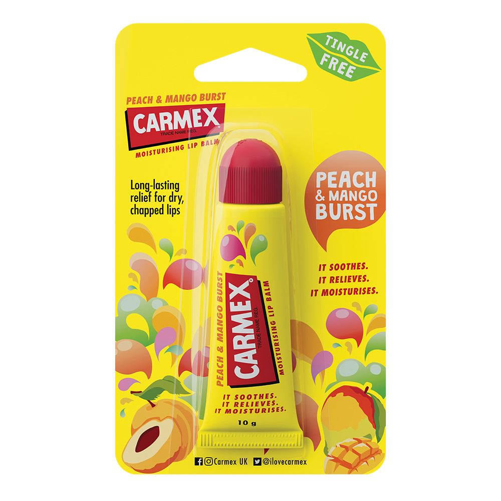 Бальзам для губ у тюбику "Персик та Манго" Carmex Lip Balm SPF15.