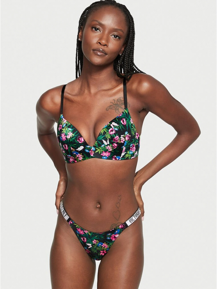 ТРУСИКИ ЗІ СТРАЗАМИ VICTORIA'S SECRET VERY SEXY SHINE STRAP THONG PANTY, FLORAL