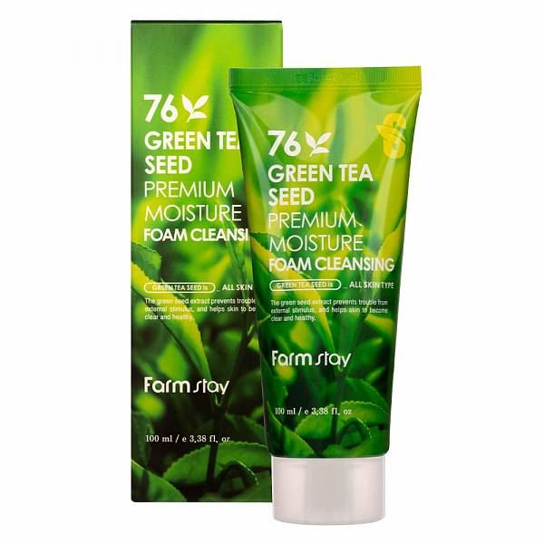 Farmstay Green Tea Seed Premium Moisture Foam Cleansing - Пінка, що очищає з насінням зеленого чаю, 100мл