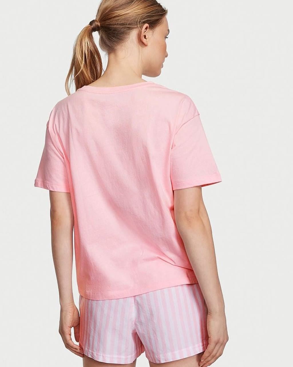 Піжама Victoria's Secret COTTON SHORT TEE-JAMA SET PRETTY BLOSSOM BOLD STRIPE