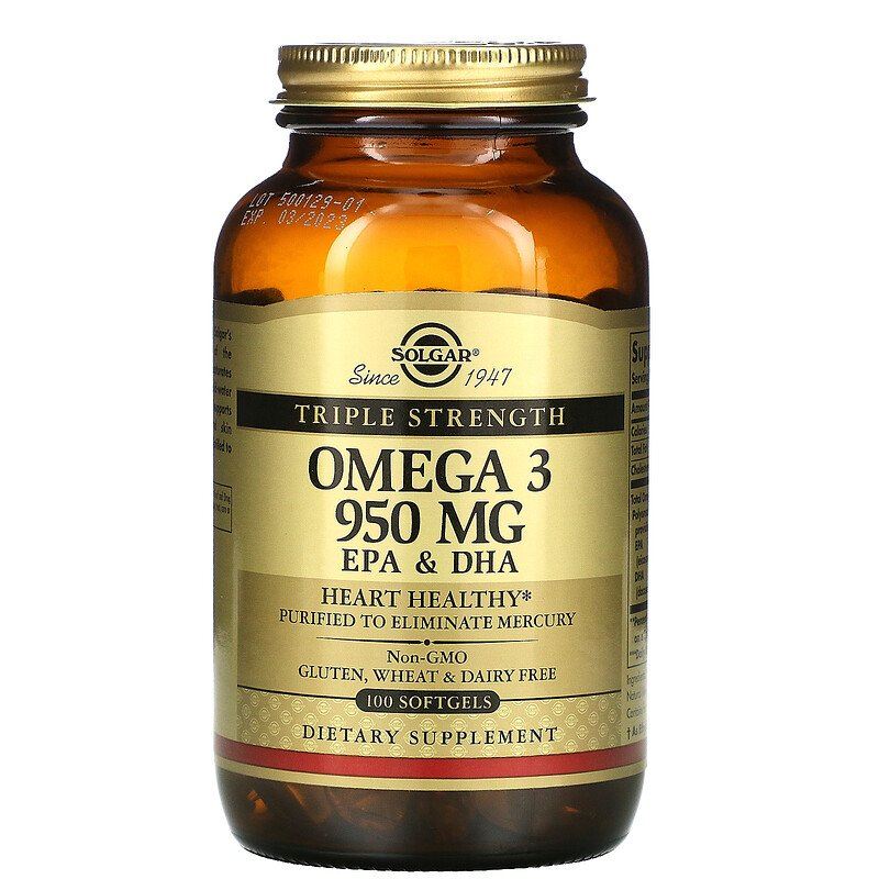 Потрійна Омега-3 950 мг ЕПК і ДГК, Solgar
