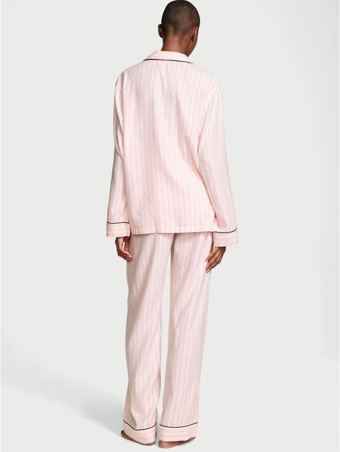 Піжама Victoria's Secret Flannel Long PJ Set, Рожева смужка
