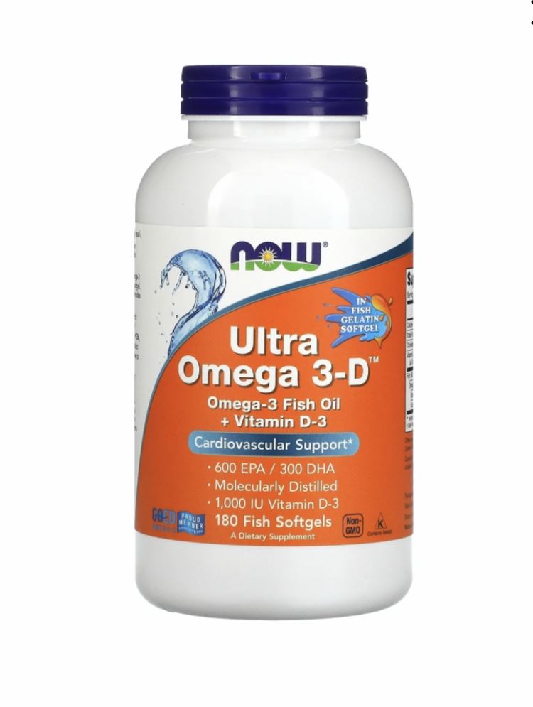 Now Foods, ультра омега 3-D, 180 капсул