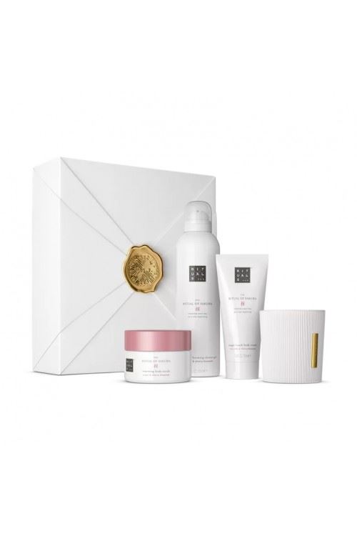 Подарунковий набір Rituals - The Ritual of Sakura Gift Set M (sh/foam/200ml + b/cr/100ml + b/scrub/125g + candle/140g)