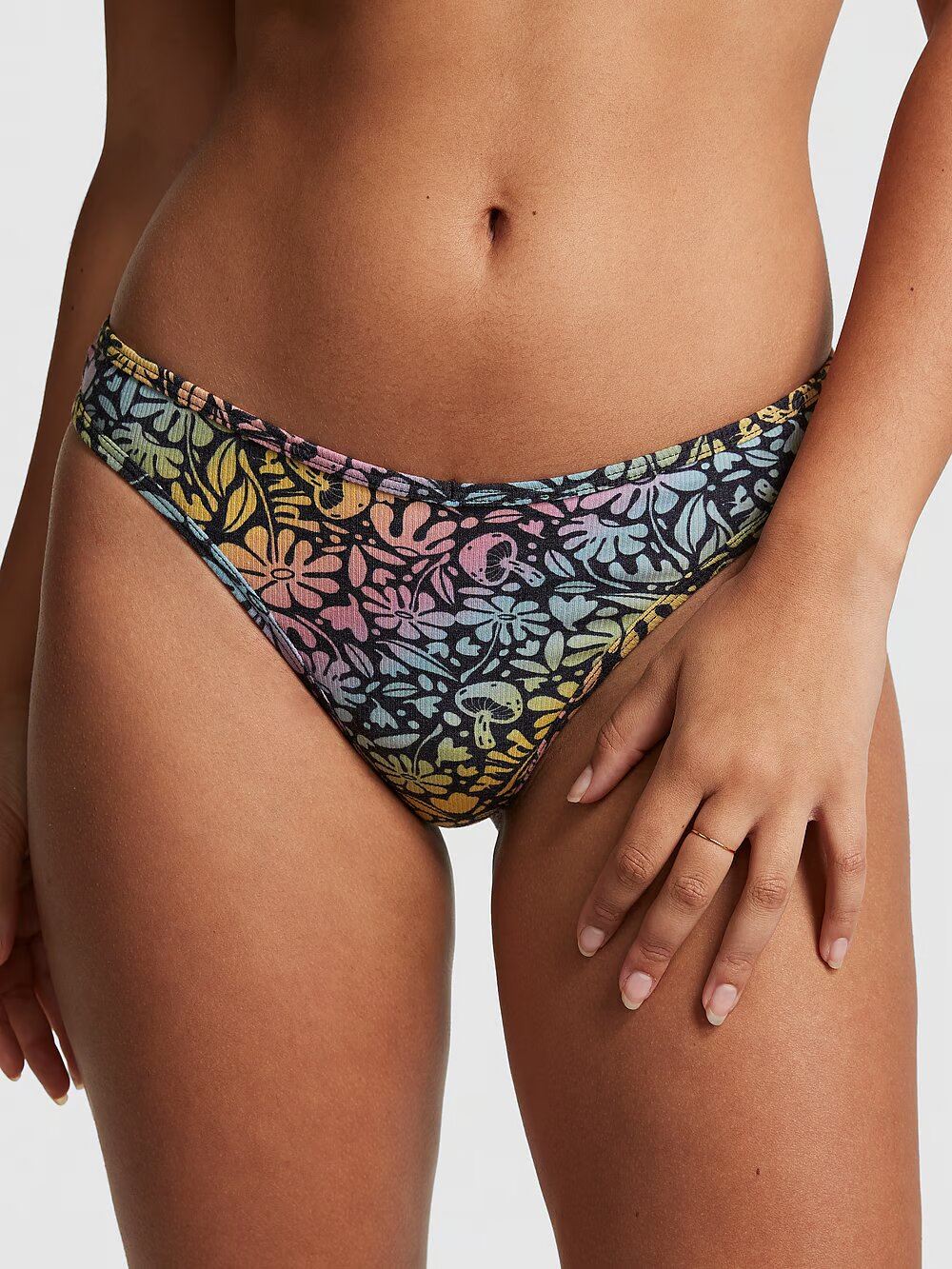Трусики бавовняні стрінги PINK COTTON HIGH-LEG THONG PANTY