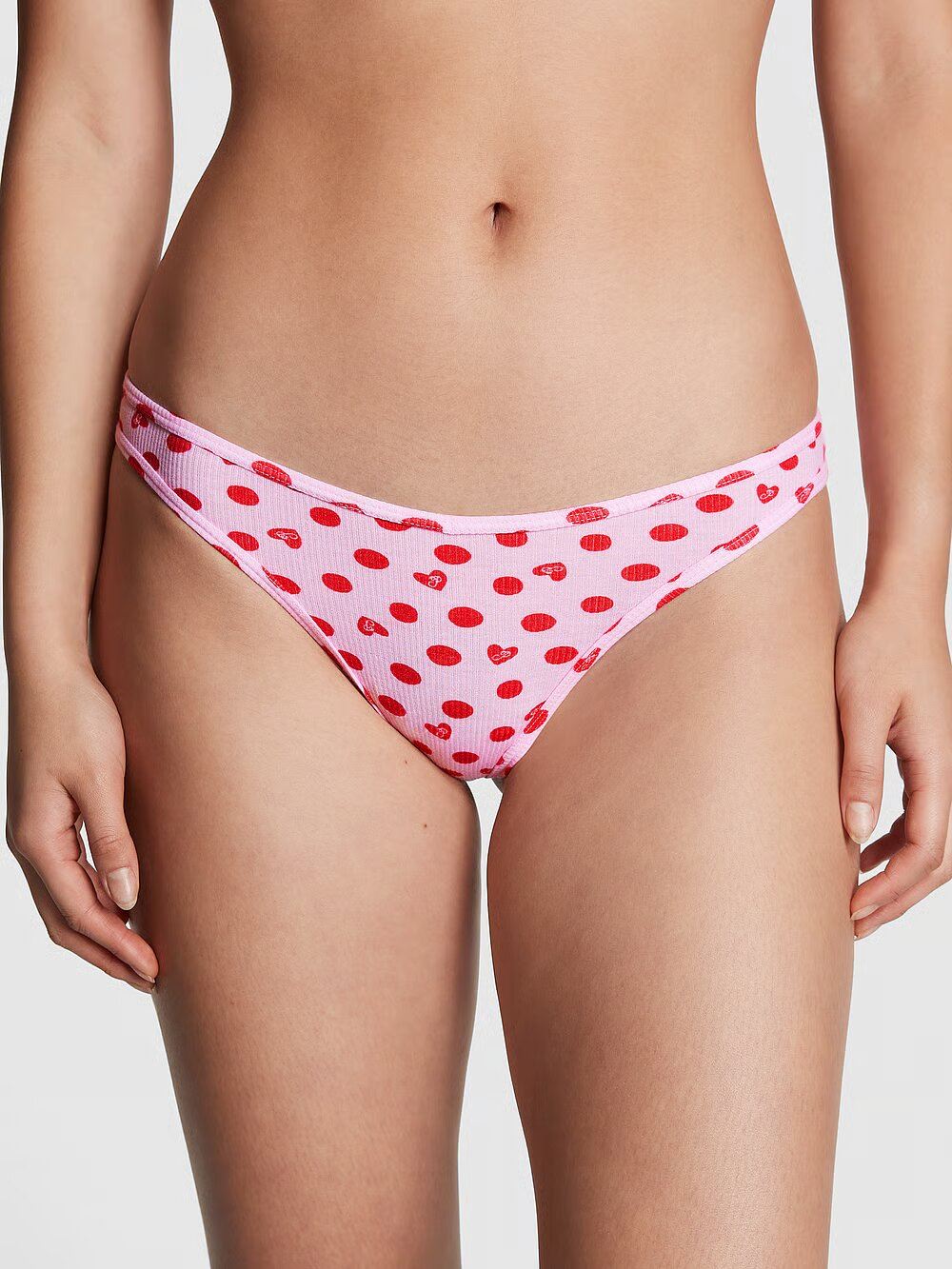 Трусики бавовняні стрінги PINK COTTON HIGH-LEG THONG PANTY
