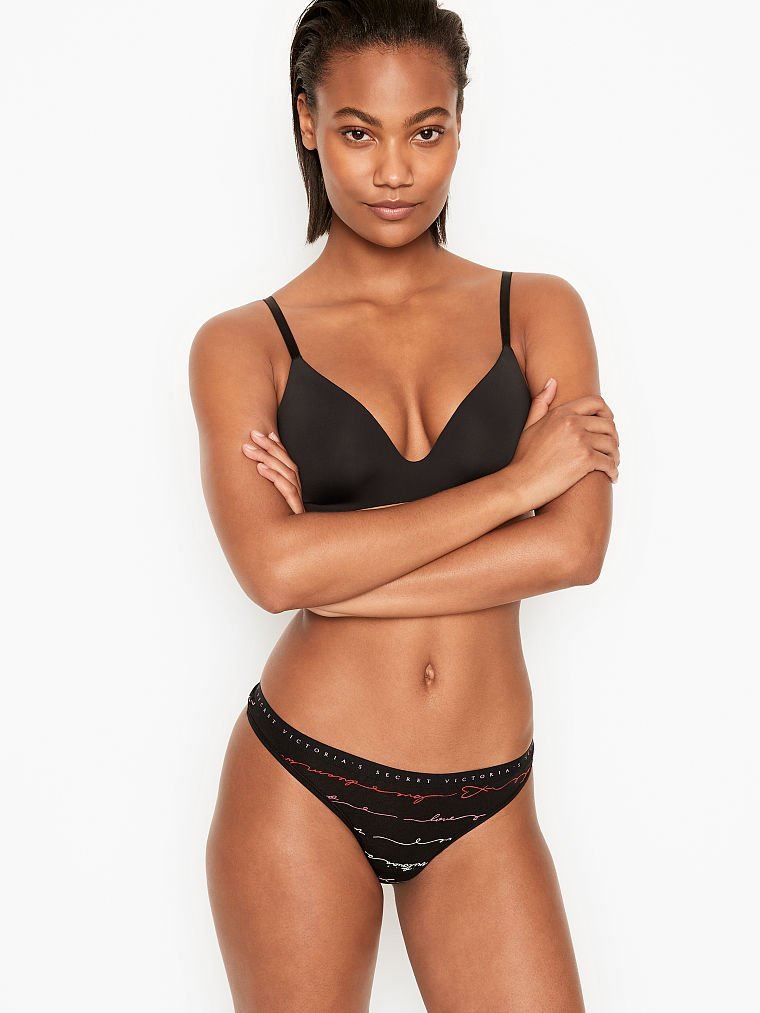 Стрінги Victoria’s Secret black Cotton Thong Panty