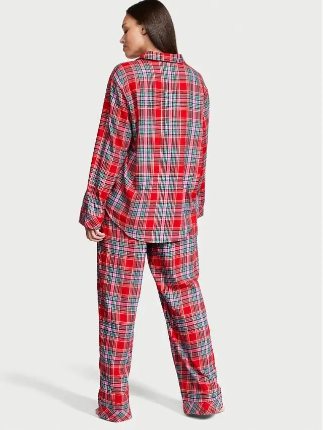 Піжама Flannel Long PJ Set Lipstick Beauty Plaid Victoria's Secret