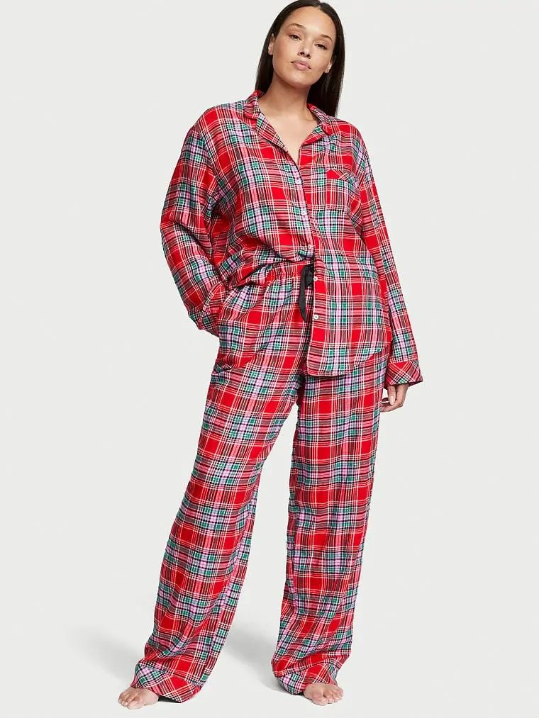Піжама Flannel Long PJ Set Lipstick Beauty Plaid Victoria's Secret