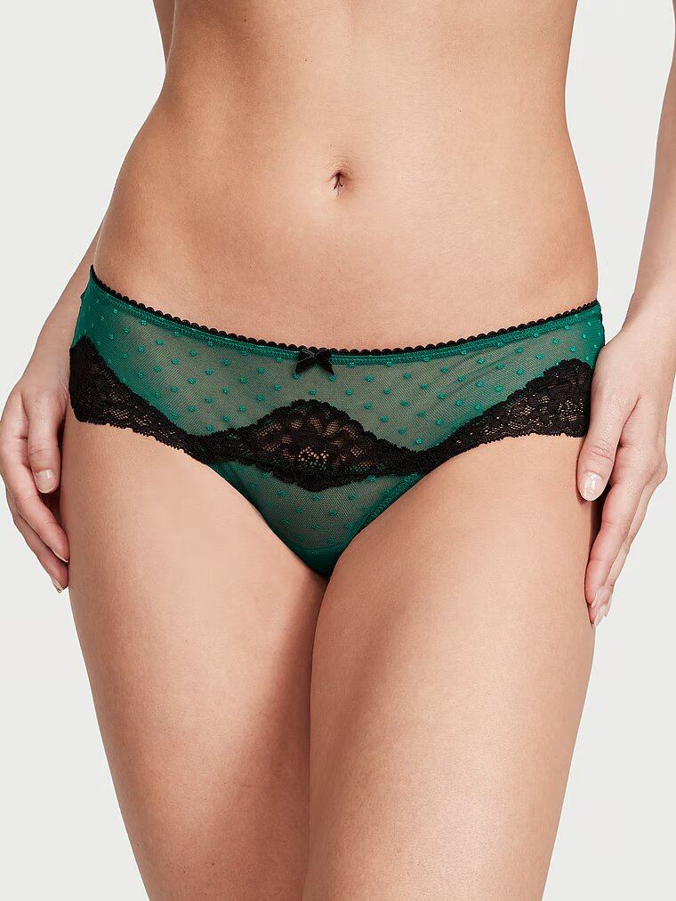 Трусики VICTORIA'S SECRET DREAM ANGELS Lace-Trim Dotted Mesh Hipster Thong Panty