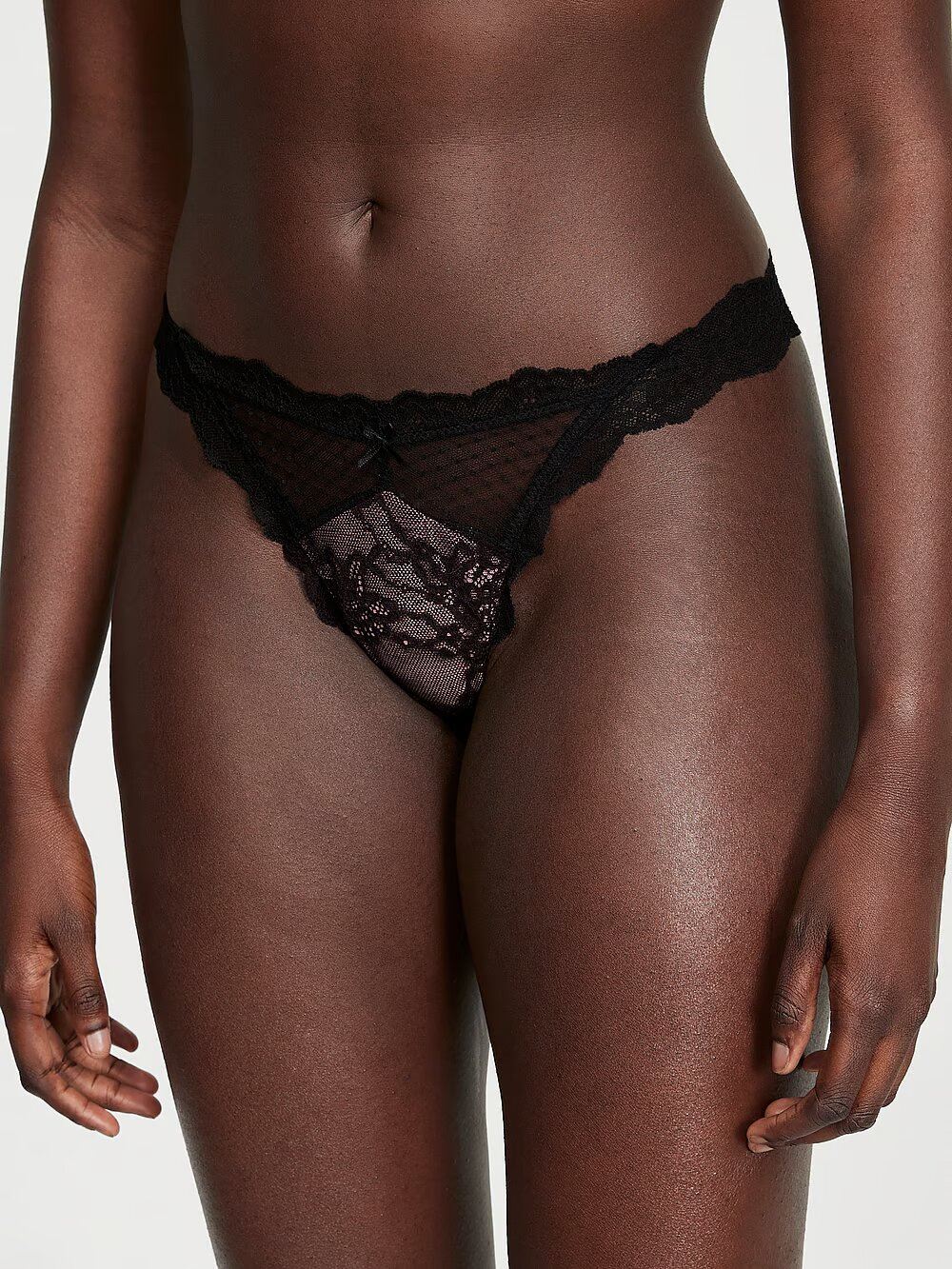 Трусики DREAM ANGELS Lace & Mesh Thong Panty Victoria's Secret