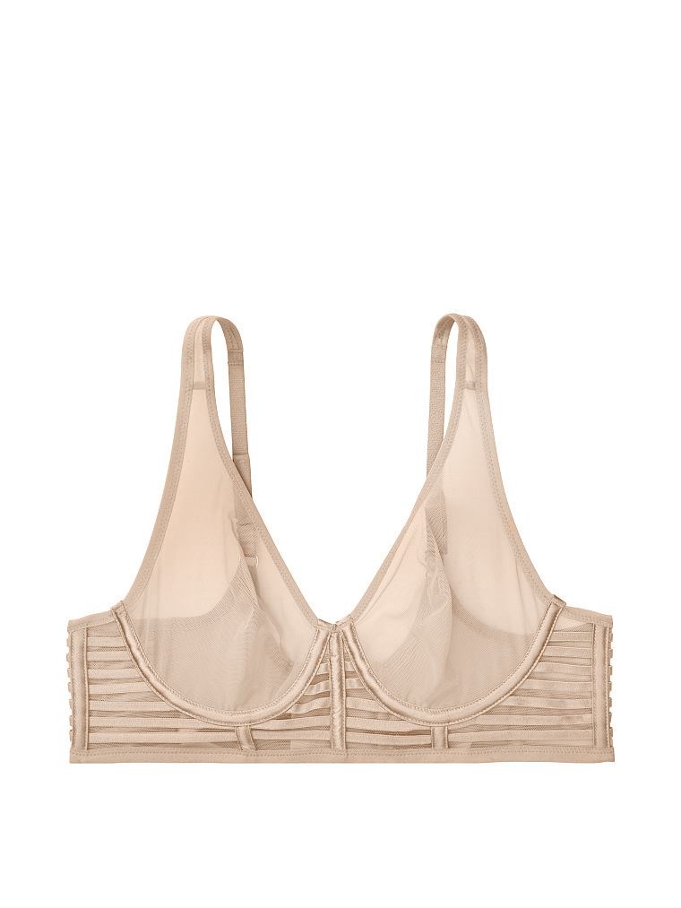 Бюст бралет Victoria's Secret Luxe Lingerie Unlined Mesh Full-coverage Plunge Bra шампань
