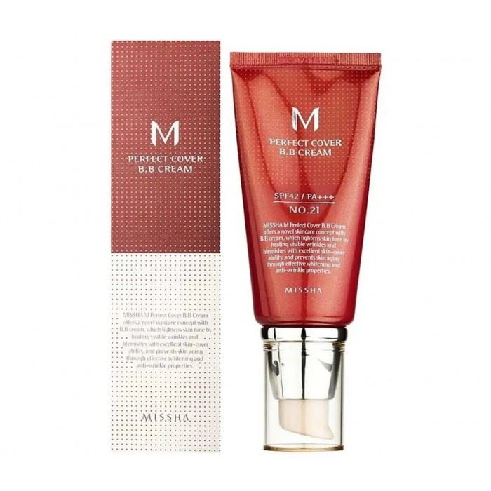 Зволожуючий та матуючий BB крем для обличчя Missha Perfect Cover BB Cream SPF 42 №21, 50ml.