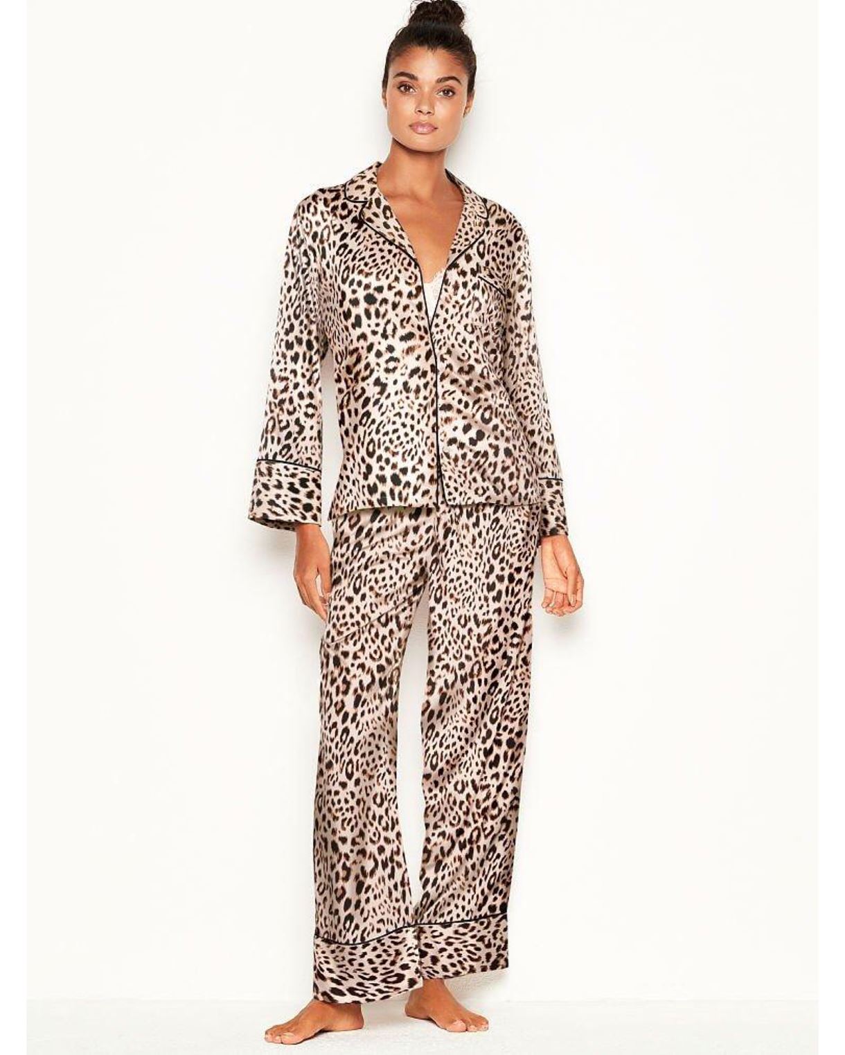Сатинова піжама VICTORIA’S SECRET CHAMPAGNE LEOPARD SATIN PJ SET