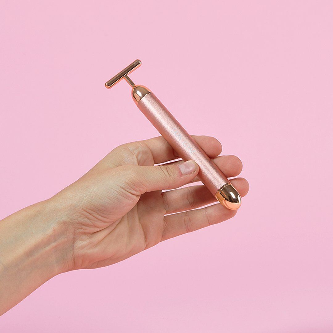 Масажний вібро-ролер для обличчя Skin Gym Rose Quartz Vibrating Lift & Contour Beauty Roller
