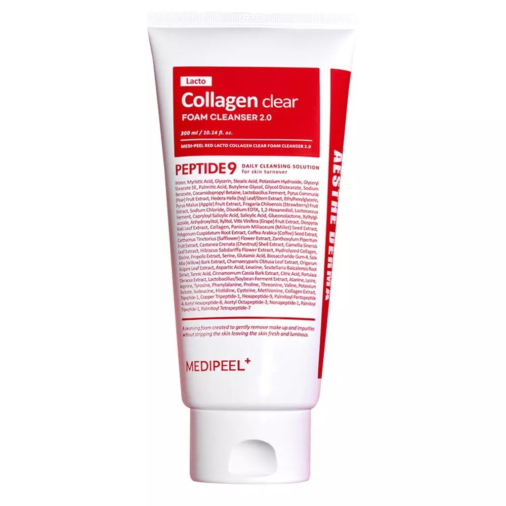 Очищувальна пінка для вмивання з колагеном MEDIPEEL Red Lacto Collagen Clear Foam Cleanser 2.0, 300 мл