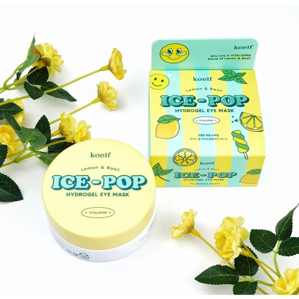 Гідрогелеві патчі для очей з лимоном Koelf Ice-Pop Lemon & Basil Hydrogel Eye Mask