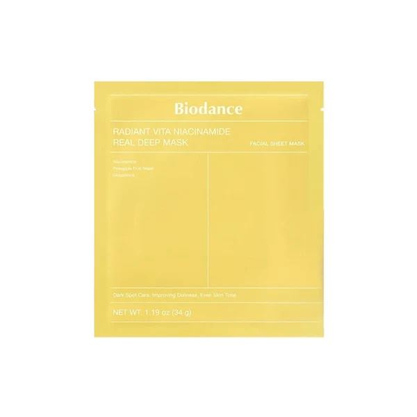 Гідрогелева маска для живлення тьмяної шкіри Radiant Vita Niacinamide Real Deep Mask, Biodance
