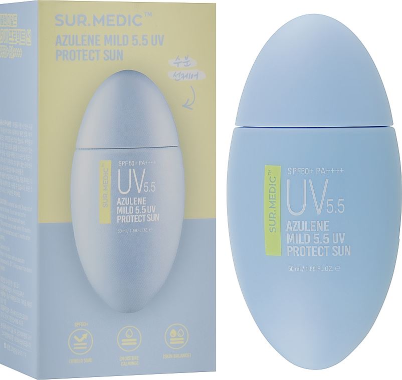 Сонцезахисний крем для обличчя з азуленом Neogen Sur.Medic Azulene Mild 5.5 UV Protect Sun Cream SPF50+ PA++++