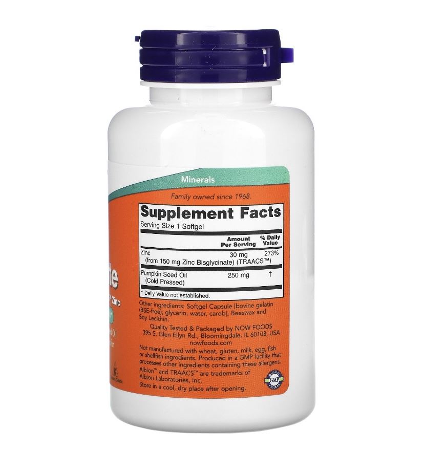 NOW Foods, гліцинат цинку, 120 капсул
