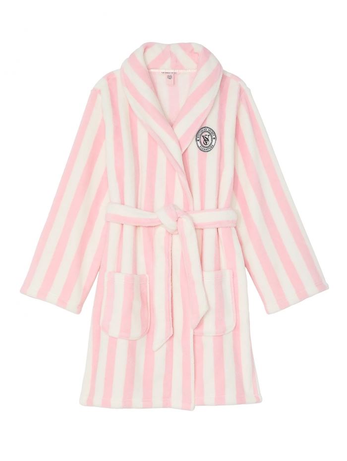 Халат плюшевий Victoria’s Secret Plush Short Cozy Robe, Pretty Blossom Stripe