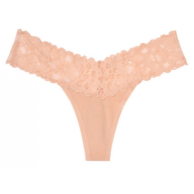 ТРУСИКИ СТРІНГИ VICTORIA'S SECRET LACE-WAIST THONG PANTY, NUDE