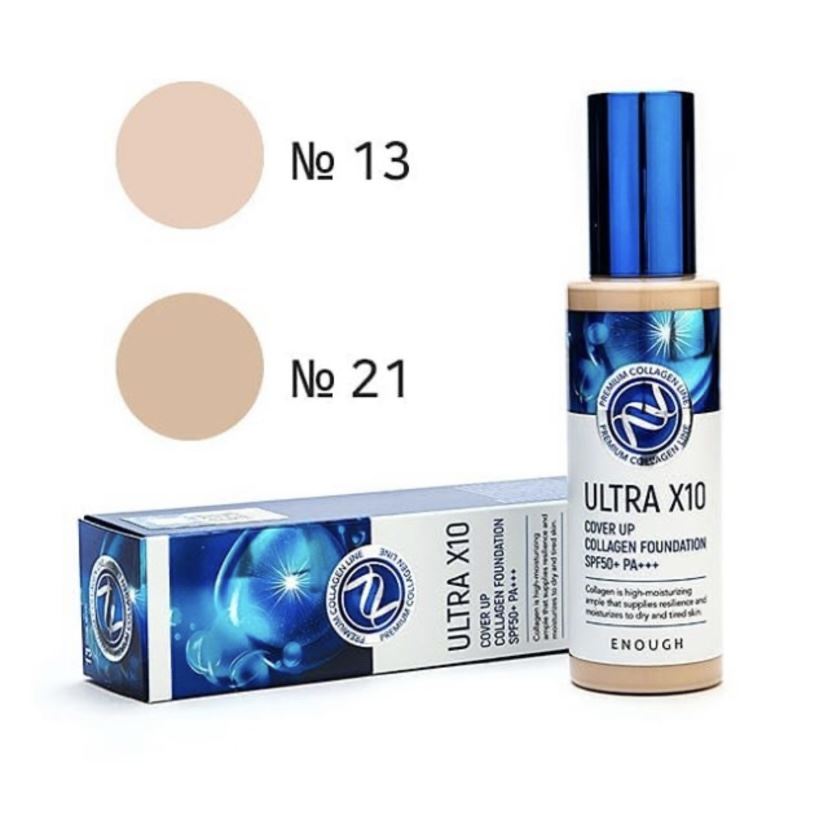 Зволожуючий тональний крем Enough Ultra X10 cover up Collagen Foundation SPF50+ PA+++  Тон 21
