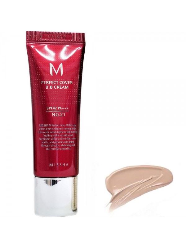 Зволожуючий та матуючий BB крем для обличчя Missha Perfect Cover BB Cream SPF 42 №23, 20ml.