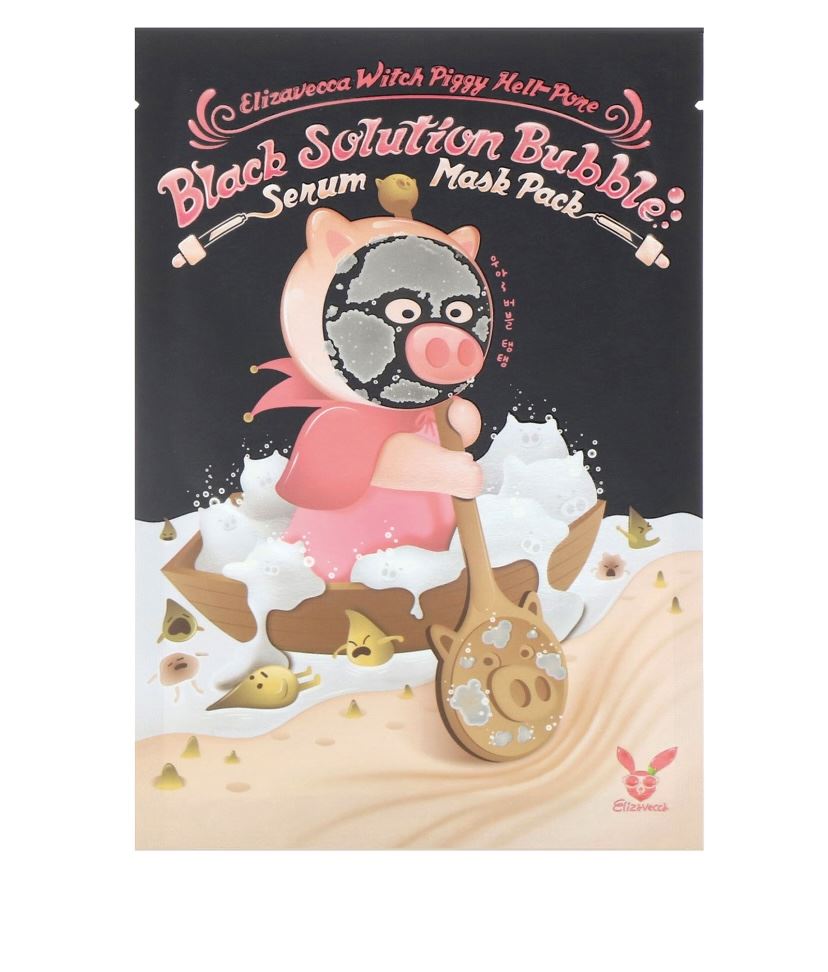 Бульбашкова маска від чорних цятків Elizavecca Hell Pore Black Solution Bubble Serum Mask Pack