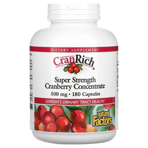 Концентрат журавлини Natural Factors CranRich Cranberry Concentrate, 500 мг 180 капсул