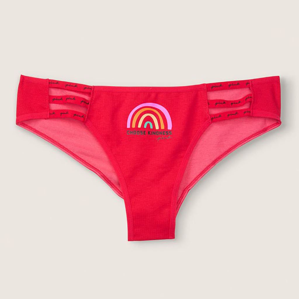 ТРУСИКИ VICTORIA'S SECRET PINK MINI LOGO STRAPPY CHEEKSTER, rainbow