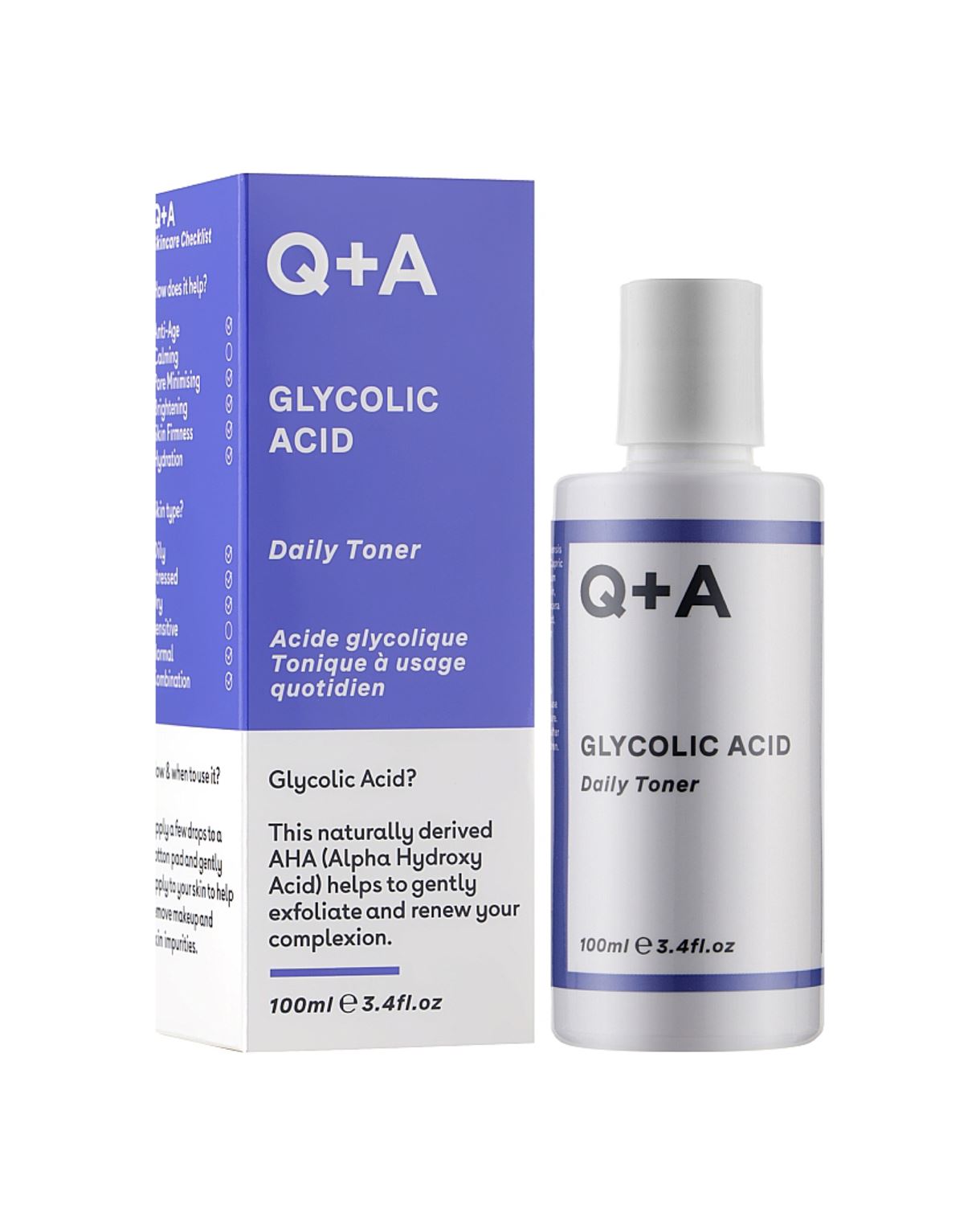 Тонер для обличчя із гліколевою кислотою Q+A - Glycolic Acid Daily Toner