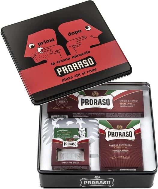 Подарунковий вінтажний набір у металевій коробці Proraso Делікатне гоління і догляд для жорсткої щетини