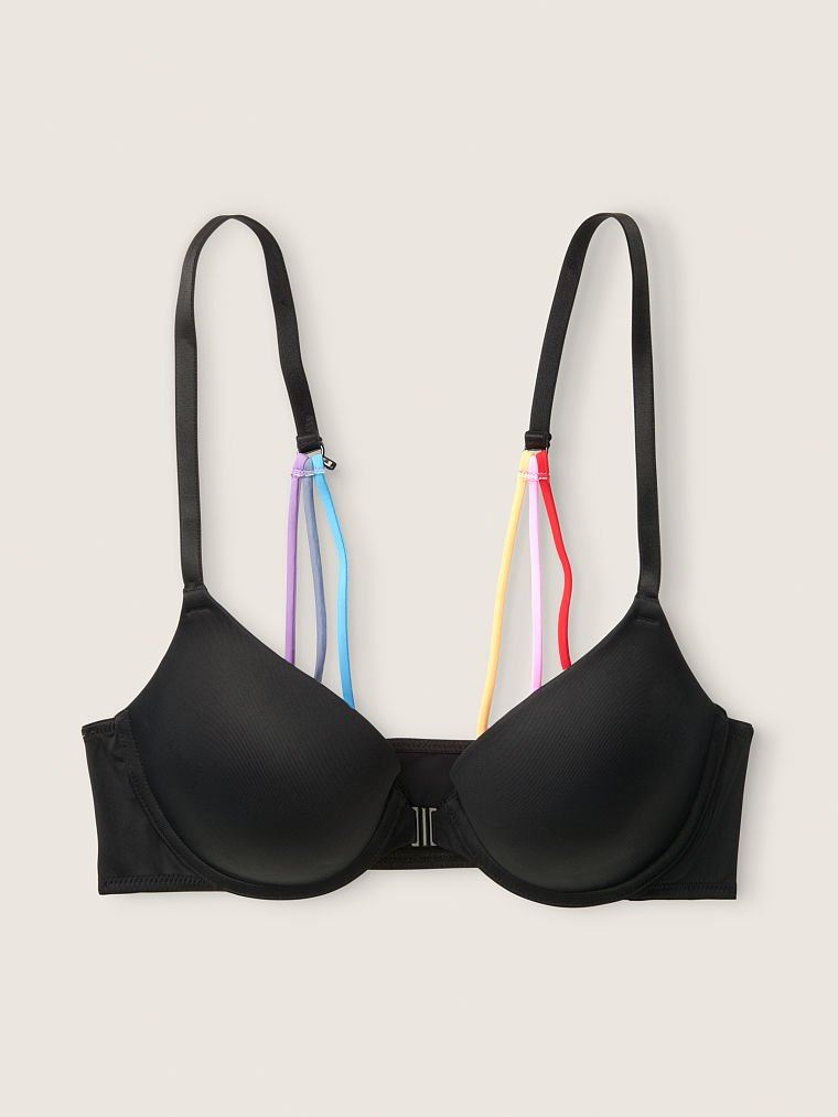 Бюст Victoria’s Secret WEAR EVERYWHERE PUSH-UP BRA  Pink Pure Black With Rainbow Straps