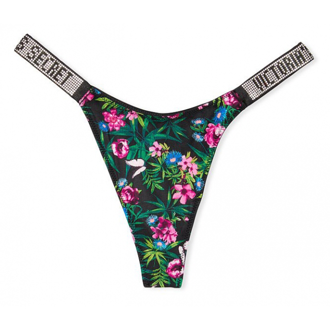 ТРУСИКИ ЗІ СТРАЗАМИ VICTORIA'S SECRET VERY SEXY SHINE STRAP THONG PANTY, FLORAL