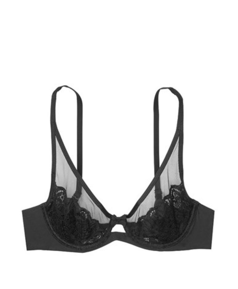 Бюст  Victoria's Secret Luxe Lingerie Unlined Mesh Full-coverage Plunge Bra Black