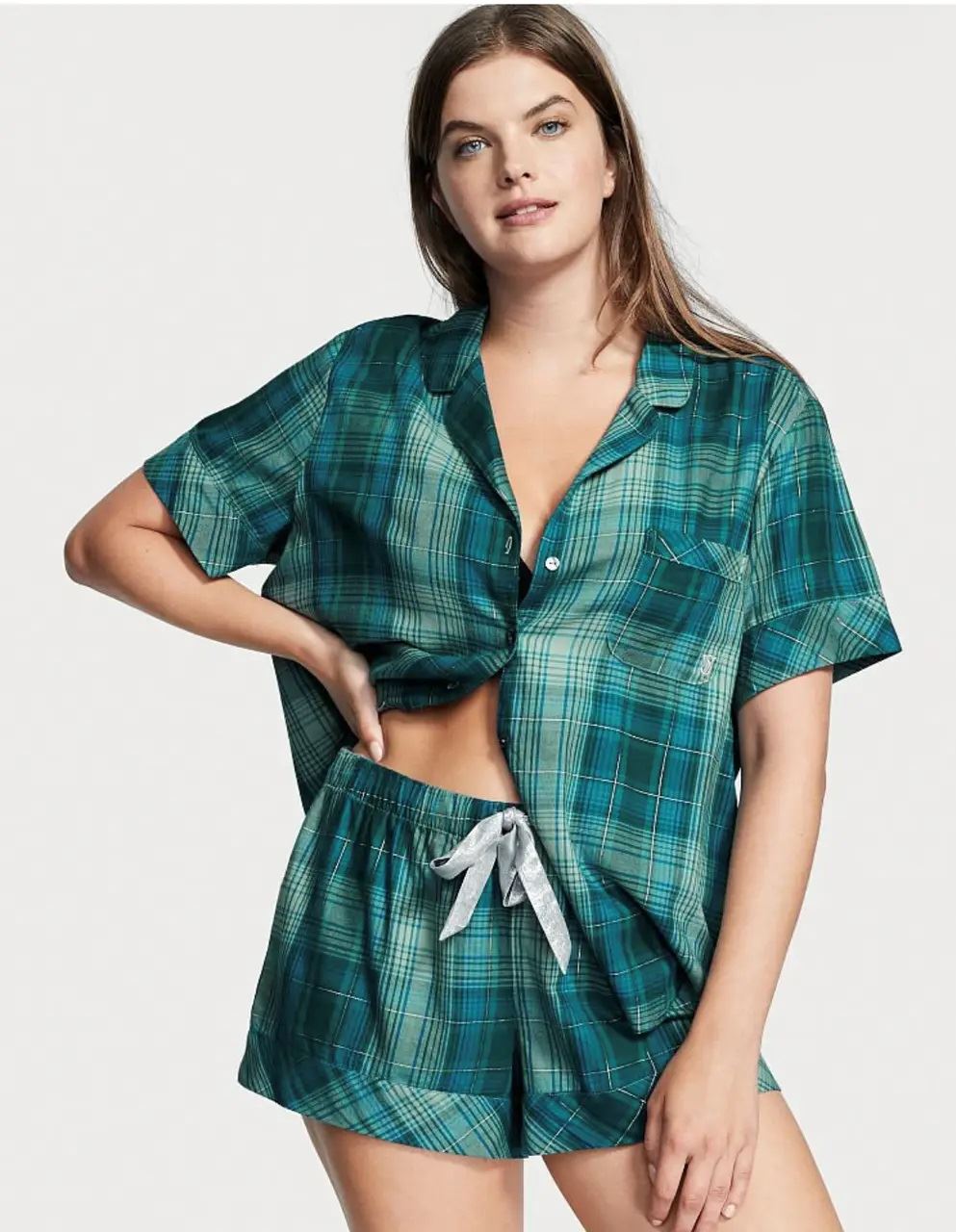 Фланелева піжама Victoria's Secret Flannel Short PJ Set із шортами