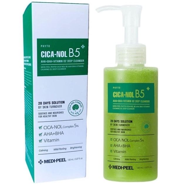 Зміцнююча киснева пінка для вмивання - Medi peel Phyto CICA-Nol B5 AHA BHA Vitamin Caming O2 Deep Cleanser, 150 мл