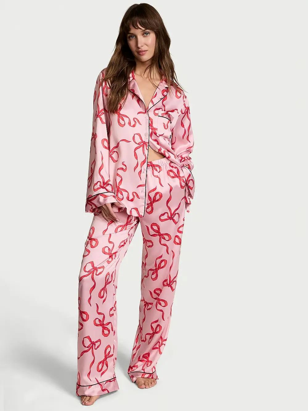Атласна піжама з штанами Glazed Satin Long PJ Set Victoria's Secret