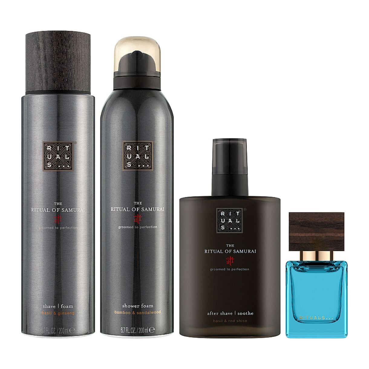 Подарунковий набір Rituals - The Ritual of Samurai Invigorating Collection (foam/sh/gel/200ml + sh/gel/200ml + af/sh/100ml + edp/10ml)