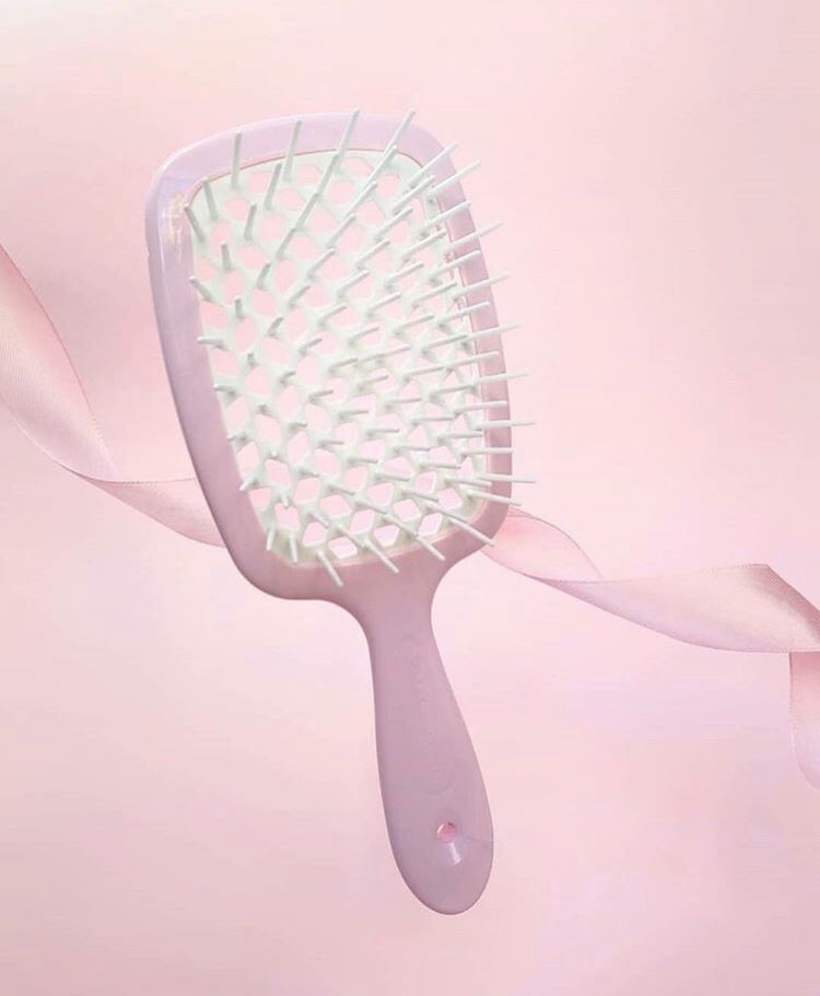 Janeke Superbrush Small - Гребінець для волосся розовий з білим