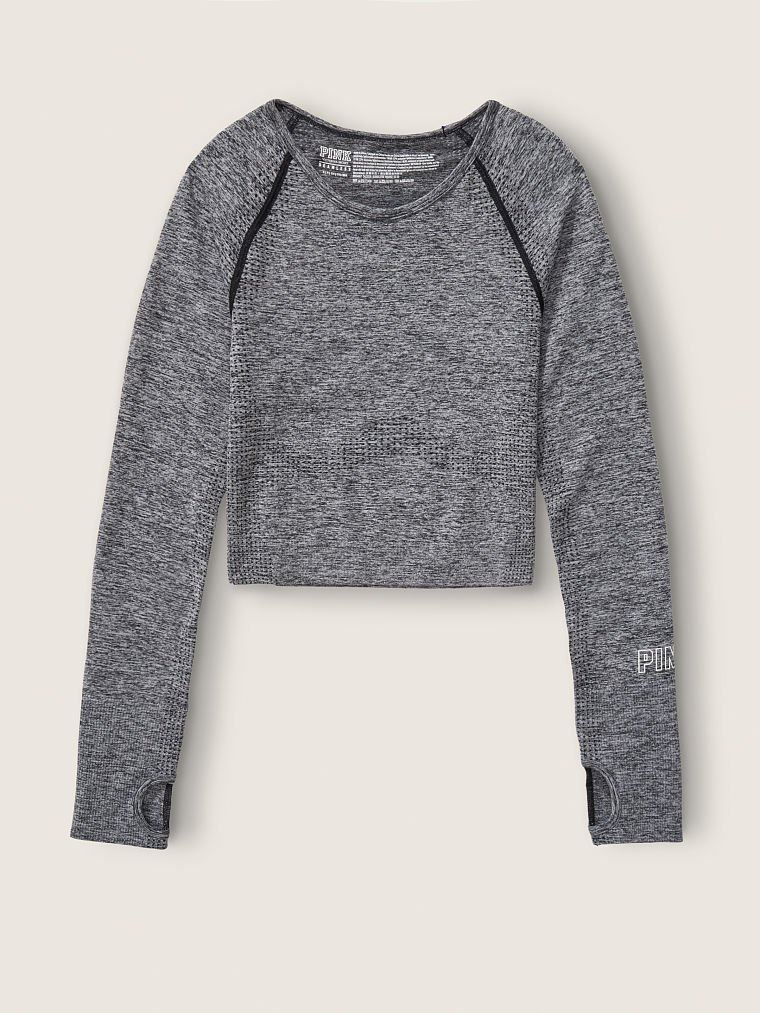 Спортивный топ Cropped Crew PINK Seamless Workout Серый