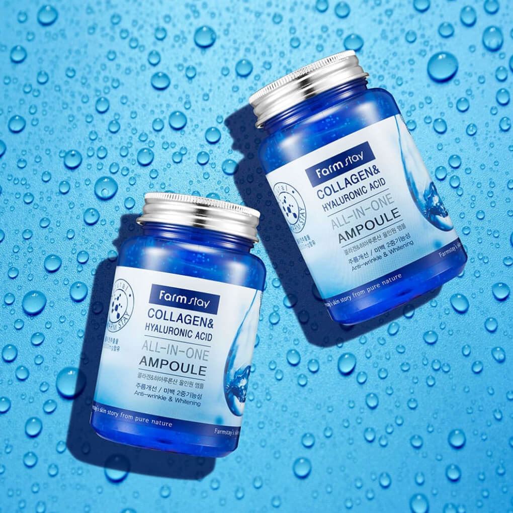 Ампульна сироватка з колагеном та гіалуроновою кислотою FarmStay Collagen & Hyaluronic Acid All-In-One Ampoule