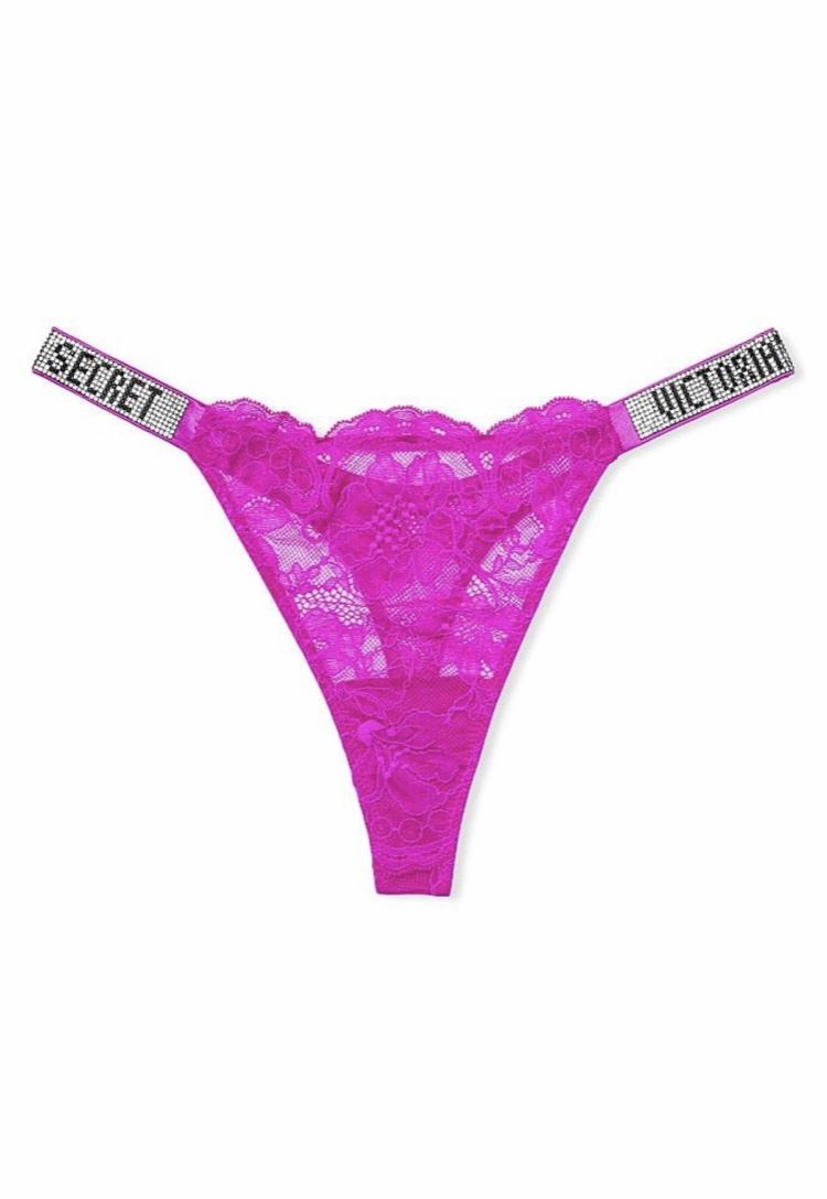ТРУСИКИ ЗІ СТРАЗАМИ VICTORIA'S SECRET VERY SEXY SHINE STRAP THONG PANTY, fuchsia