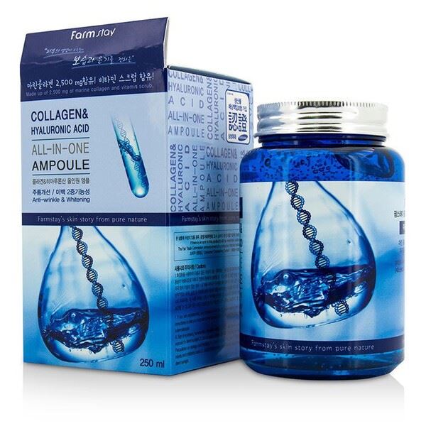 Ампульна сироватка з колагеном та гіалуроновою кислотою FarmStay Collagen & Hyaluronic Acid All-In-One Ampoule