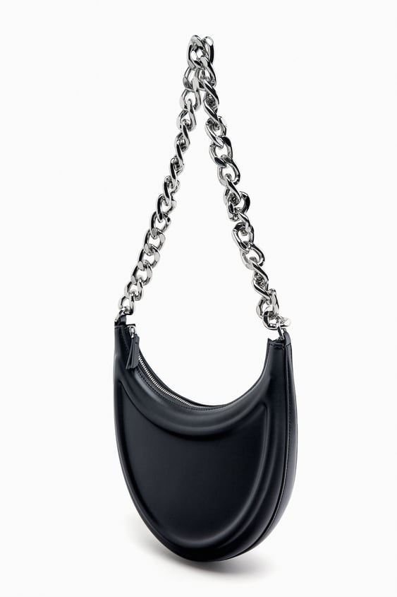 СУМКА ZARA HALF-MOON SHOULDER BAG WITH CHAIN STRAP