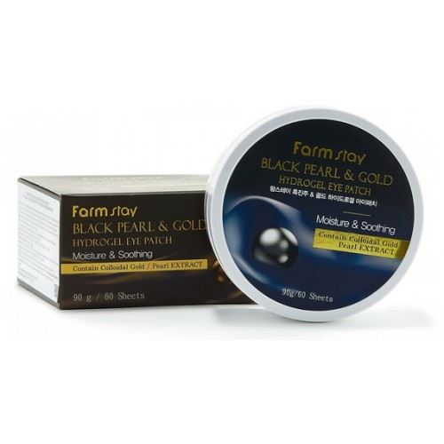 Патчі для очей з чорними перлами Farmstay Black Pearl & Gold Hydrogel Eye Patch -60шт