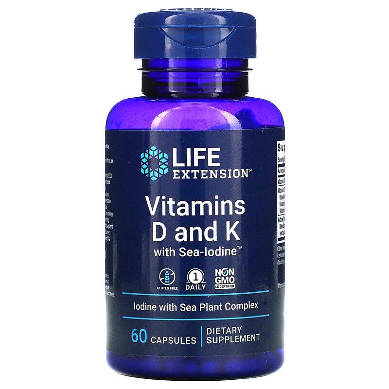 Вітаміни D і K з морським йодом Life Extension - Vitamins D and K with Sea-Iodine, 60 капсул