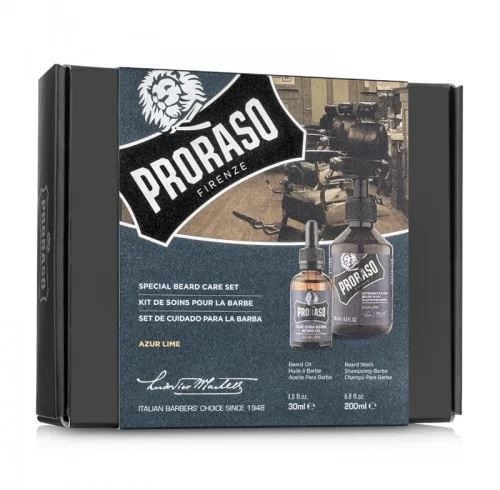 Чоловічий набір для бороди Proraso Duo Pack Oil + Shampoo Azur Lime